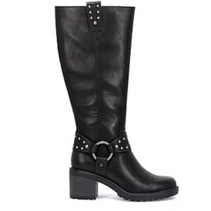 Frye & Co Adriane Riding Boot Harness Black Size 7.5 Wide Fairy Grunge Biker